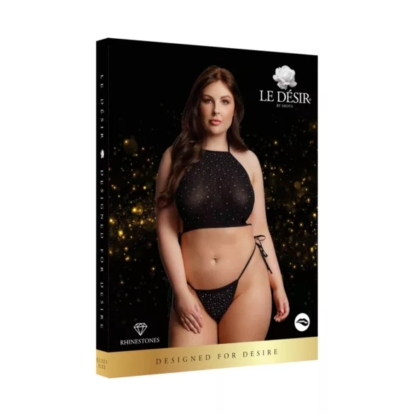 Le Désir Plus Size - lingerisæt med strass - sort - XL-3XL