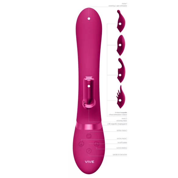 Vive Chou - klitorisvibrator med udskifteligt hoved - genopladelig - pink