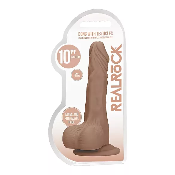 RealRock - dildo med testikler - realistisk - mørk natur - 25cm