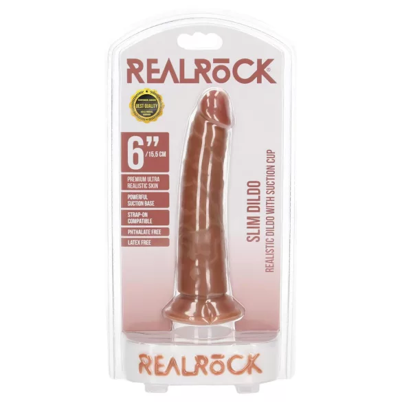 RealRock - realistisk dildo - slank - 15,5cm - mørk natur