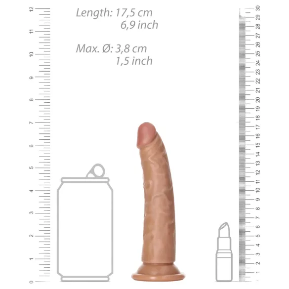 RealRock - realistisk dildo - slank - 15,5cm - mørk natur