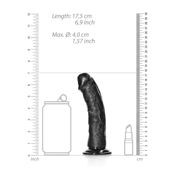 RealRock - realistisk dildo med sugekop - 15,5cm - sort