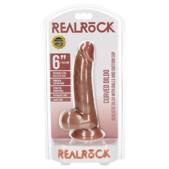 RealRock - dildo med sugekop og testikler - 15,5cm - mørk natur