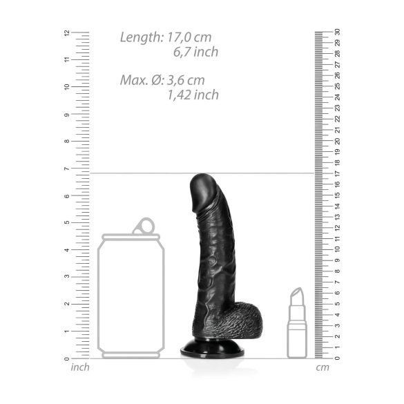 RealRock - realistisk dildo med sugekop - 15,5cm (sort)