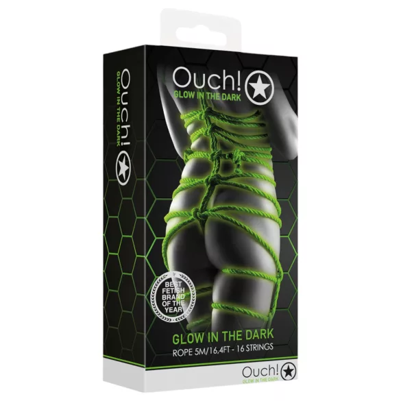 Ouch! - bondage reb - selvlysende - 10m grøn