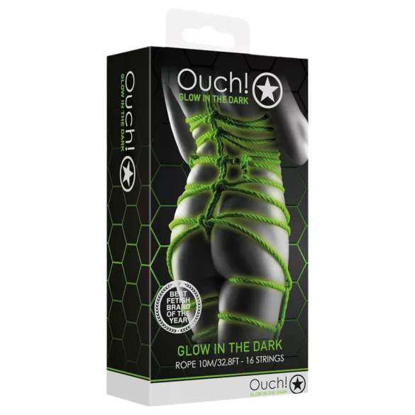 Ouch! - selvlysende bondage-reb (5 m, grøn)