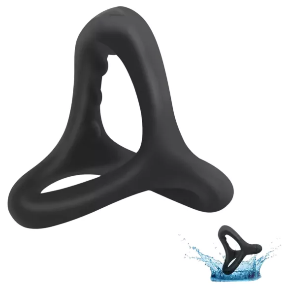 Penis- og kuglering - stimulerende tekstur - sort
