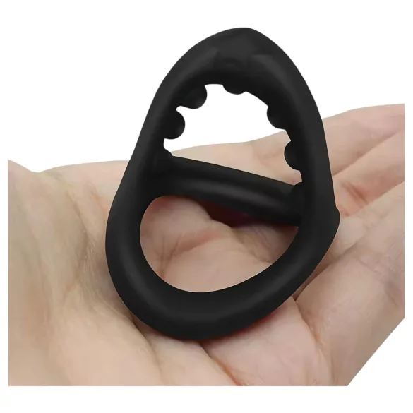 Penis- og kuglering - stimulerende tekstur - sort