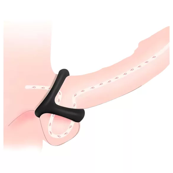 Penis- og kuglering - stimulerende tekstur - sort