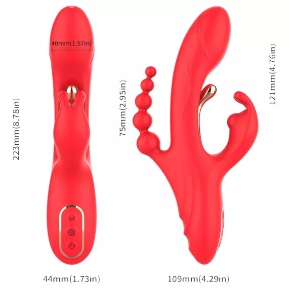 Bestoy - vibrator med tre arme og tunge - rød