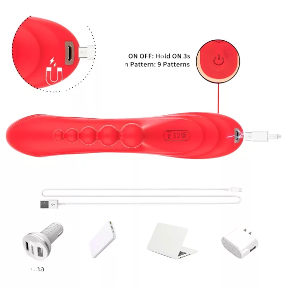 Bestoy - vibrator med tre arme og tunge - rød