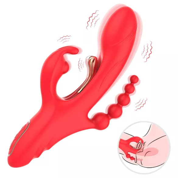 Bestoy - vibrator med tre arme og tunge - rød