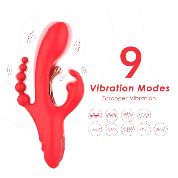 Bestoy - vibrator med tre arme og tunge - rød