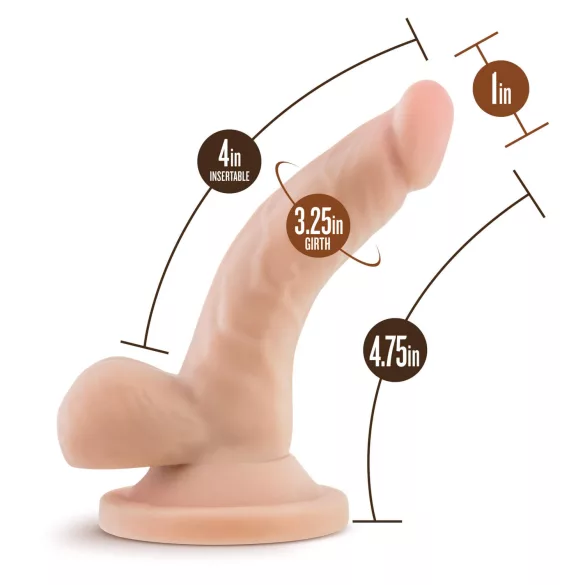 Dr. Skin 4 - realistisk dildo med sugekop og testikler - hudfarvet 12cm