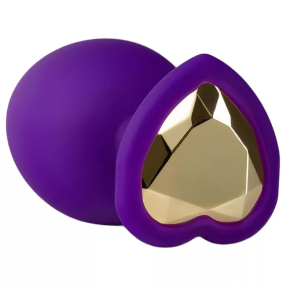 Temptasia M - analdildo med hjerte og guldfarvet sten - lilla - medium