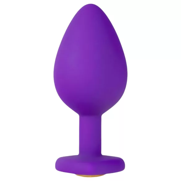 Temptasia M - analdildo med hjerte og guldfarvet sten - lilla - medium