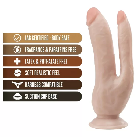 Dr. Skin - dobbelt dildo med sugekop - natur