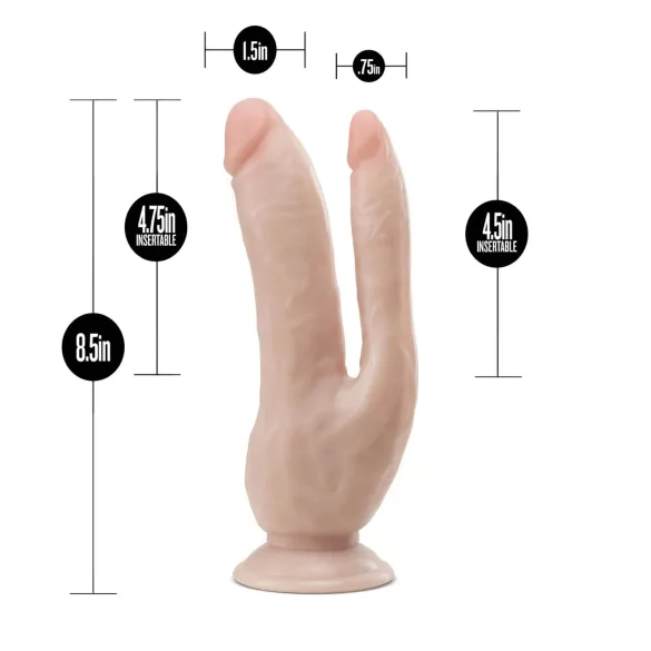 Dr. Skin - dobbelt dildo med sugekop - natur