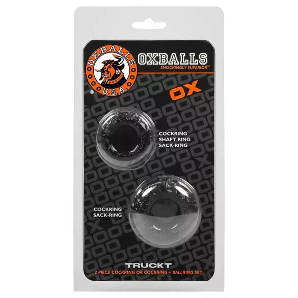 OXBALLS - penisringssæt - ribbet - sort