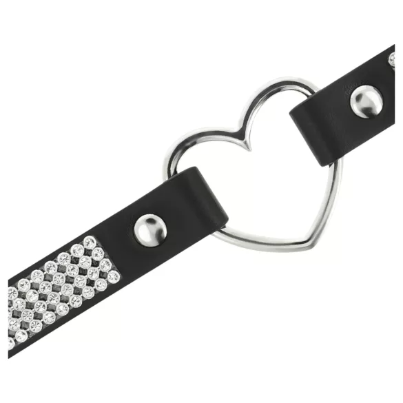 Coquette - choker halskæde - hjerte vedhæng - sort med stras
