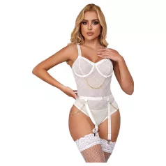   Subblime 954291 - body med kæder - gennemsigtig - hvid - L-XL