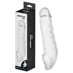  Addicted Toys - penis sleeve med kuglering - 23cm - gennemsigtig