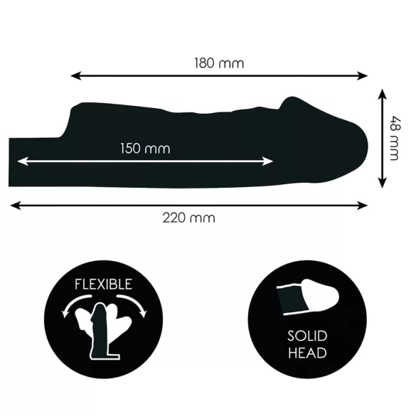 Addicted Toys - penis sleeve med kuglering - 27 cm - gennemsigtig