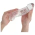 Addicted Toys - penis sleeve med kuglering - 27 cm - gennemsigtig