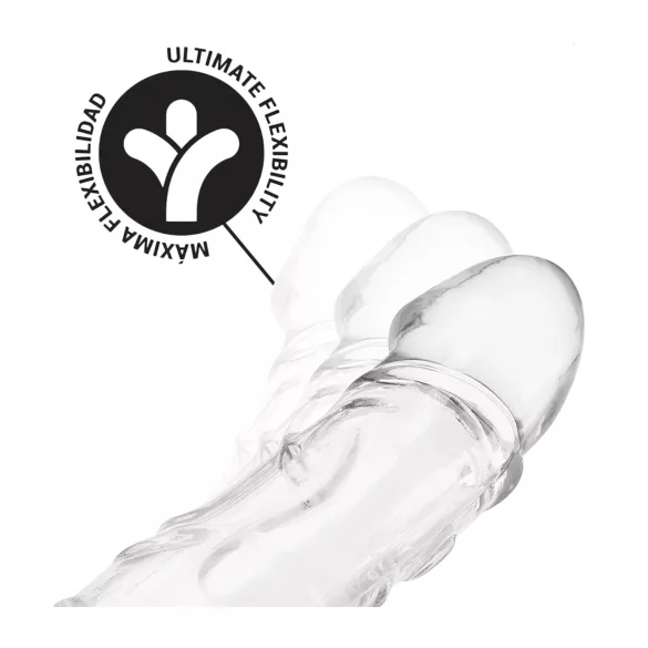Addicted Toys - penis sleeve med kuglering - 27 cm - gennemsigtig