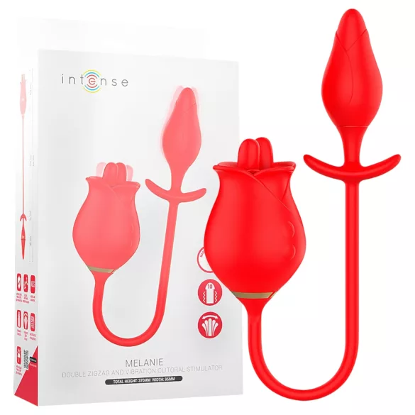 Intense Melanie - klitorisvibrator med bevægelig tunge - 2i1 - rød