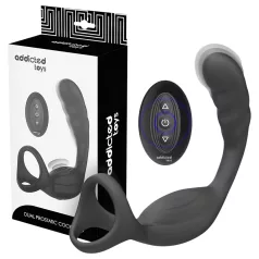   Addicted Toys - analvibrator med penisring og kuglerem - sort