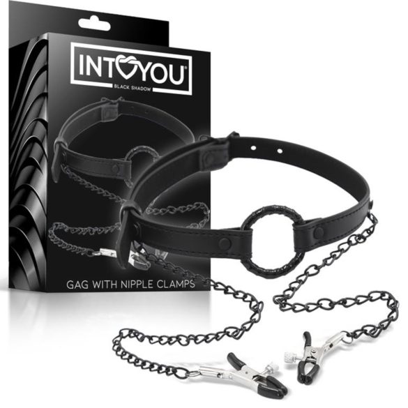 INTOYOU - mundstykke med brystklemmer (sort)