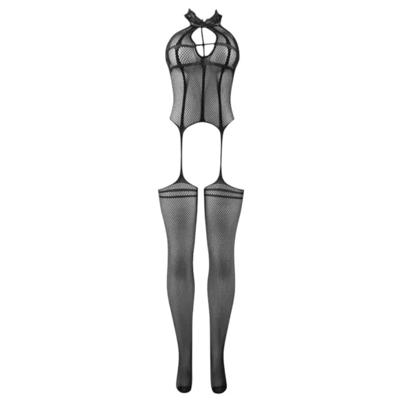 Adalet Mia - lingerisæt med halsbånd - netstof - sort