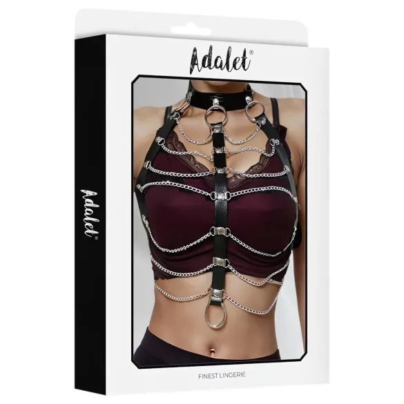 Adalet Hilda - bondage harness med kæde - vegansk læder - sort