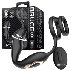   IntoYou Bruce - roterende prostatavibrator med fjernbetjening og dobbelt ring (sort)