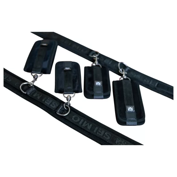 Sei Mio - bondage sæt - ankel- hånd- og halsmanchetter - sort
