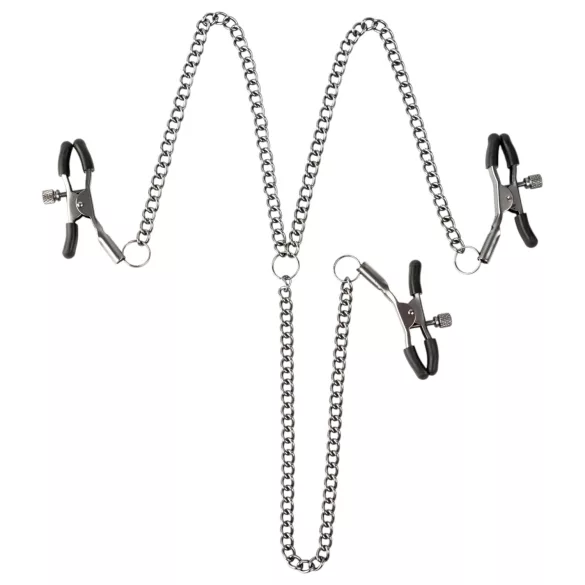 Sei Mio - brystvorte- og skamlæbecps - justerbar metal sort