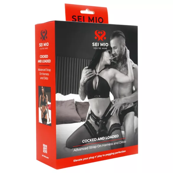 Sei Mio - strap-on dildo med harness - 15 cm - sort