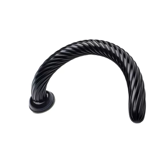 Hosed Spiral - analdildo med sugekop - sort - 19 cm