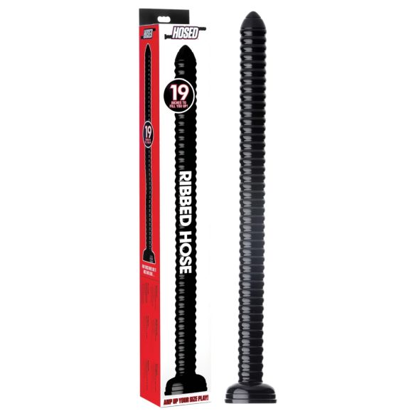 HOSED Rillet Slange 19 - sugekop anal dildo (sort)