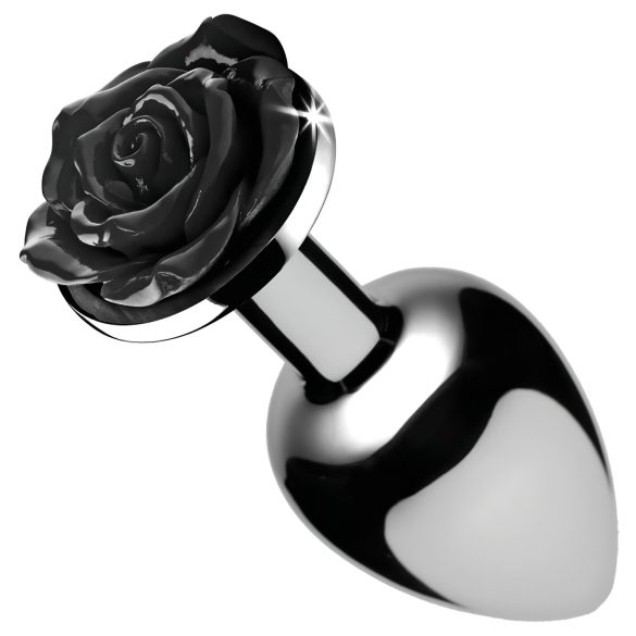 Booty Sparks Black Rose - aluminium anal plug (sølv-sort)
