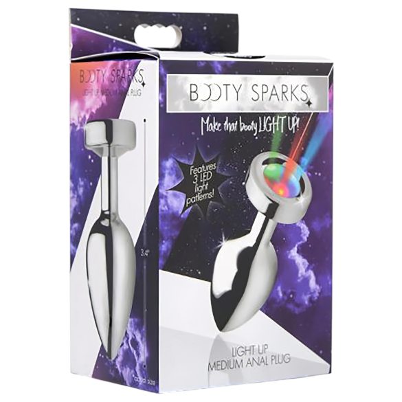 Booty Sparks - analplug med lys - medium - sølv