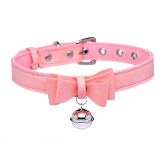 Master Series Golden Kitty - halsbånd med sløjfe og klokke (pink)