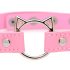 Master Series Kinky Kitty - halsbånd med kattehoved og ring (lyserød)