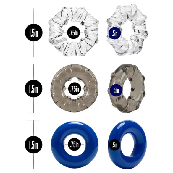 Stay Hard - penisringsæt - 3 stk - farvet