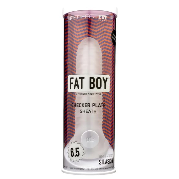 Fat Boy Checker Box - penis sleeve - tekstur med riller - hvid 17cm