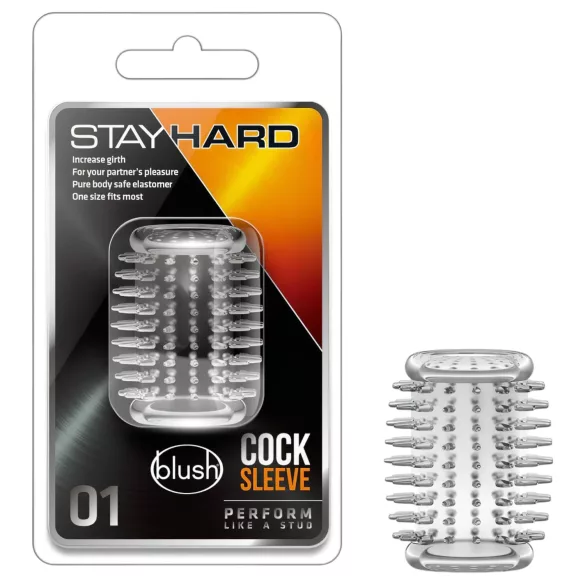 Stay Hard - lang pigget penismanchet, penishylster (gennemsigtig)