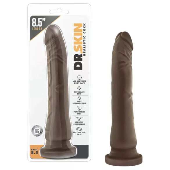 Dr. Skin 8,5 - realistisk dildo med sugekop (brun, 20,5 cm)