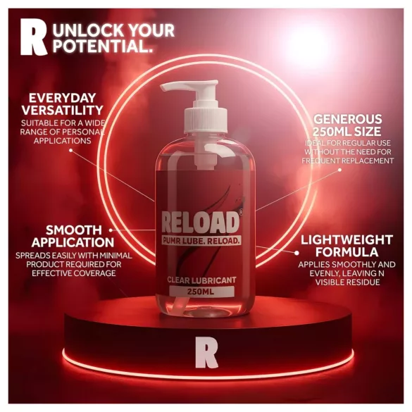 Reload - gennemsigtig vandbaseret glidecreme i pumpeflaske (250 ml)