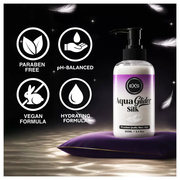 EXS AquaGlider Silk - silkeblød vandbaseret glidecreme i pumpeflaske (250 ml)